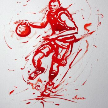 Peinture intitulée "basket-n-12-dessin-…" par Henri Ibara, Œuvre d'art originale, Encre