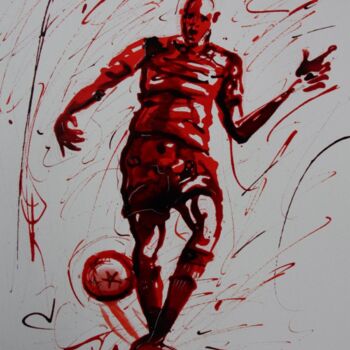 Dessin intitulée "football-n-45-dessi…" par Henri Ibara, Œuvre d'art originale, Encre