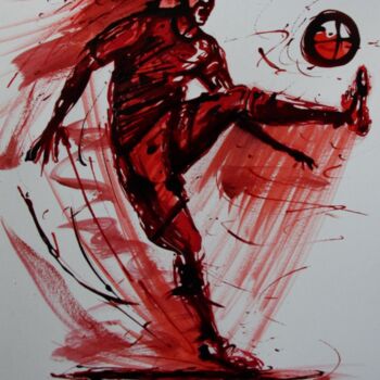 Dessin intitulée "football-n-60-dessi…" par Henri Ibara, Œuvre d'art originale, Encre