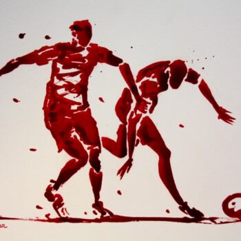 Disegno intitolato "football-n-83-dessi…" da Henri Ibara, Opera d'arte originale, Inchiostro