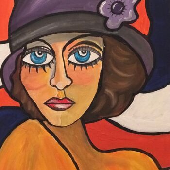 Painting titled "Camille" by Henri Wojcik, Original Artwork, Acrylic Mounted on Wood Stretcher frame