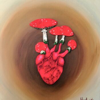 Textile Art titled "A coeur battant, le…" by Heollene, Original Artwork, Embroidery