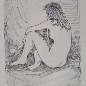 Dibujo titulada "etude de nu" por Heritier-Marrida, Obra de arte original