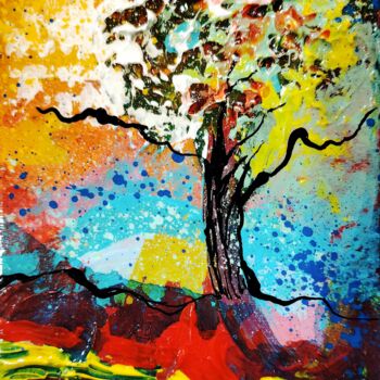 Painting titled "Etude sur les arbre…" by Hervé Fayolle, Original Artwork, Acrylic