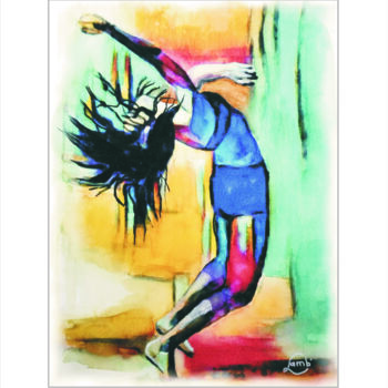 Painting titled "Modern jazz danse" by Hervé Lamb', Original Artwork, Watercolor