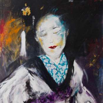 Schilderij getiteld "geisha" door Herve Thomas-Miton, Origineel Kunstwerk, Acryl