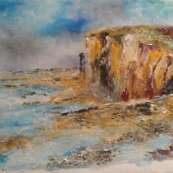 Painting titled "les Falaises de Pou…" by Nelly Hervieu, Original Artwork, Oil