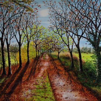 Pintura titulada "Autumnal Walk" por Hazel Thomson, Obra de arte original, Oleo
