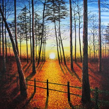 Painting titled "Autumn Evening" by Hazel Thomson, Original Artwork, Oil