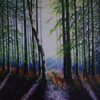 Malerei mit dem Titel "Twilight Hunt" von Hazel Thomson, Original-Kunstwerk, Öl Auf Keilrahmen aus Holz montiert
