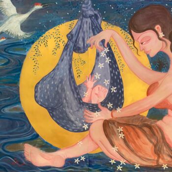 Painting titled "LULLABY" by Hiranya R, Original Artwork, Gouache