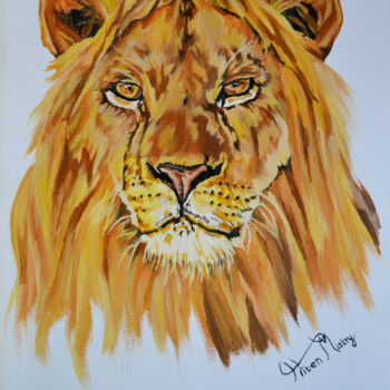 "lion portrait" başlıklı Tablo Hiten Mistry tarafından, Orijinal sanat, Akrilik