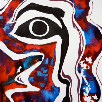 Pittura intitolato "cascading face" da Hiten Mistry, Opera d'arte originale, Acrilico