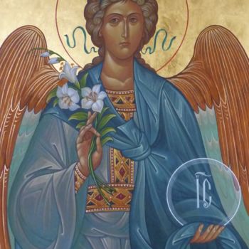 Peinture intitulée "Archangel Gabriel" par Sergey Guz, Œuvre d'art originale, Tempera