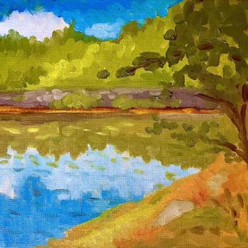 Painting titled "A Sunny Summer Day" by Hilary J England, Original Artwork, Oil