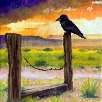 Peinture intitulée "My Raven Soul 1: Le…" par Hilary J England, Œuvre d'art originale, Huile