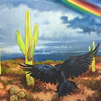 Malerei mit dem Titel "My Raven Soul 6: Th…" von Hilary J England, Original-Kunstwerk, Öl