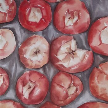 Pintura titulada "Baked apples" por Anna Hnatiuk, Obra de arte original, Acuarela