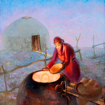 Malerei mit dem Titel "Early in the morning" von Hojamuhammet Churiyev, Original-Kunstwerk, Öl