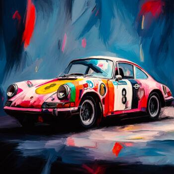Schilderij getiteld "Porsche 911" door Holger Mühlbauer-Gardemin, Origineel Kunstwerk, Acryl Gemonteerd op Frame voor houten…