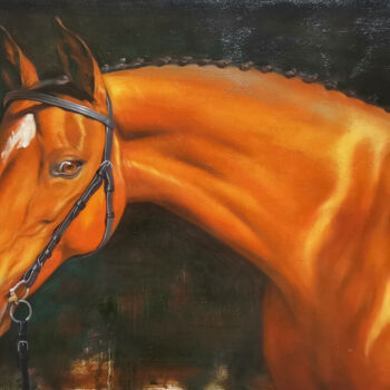 Painting titled "Oil painting animal…" by Hongtao Huang, Original Artwork, Oil