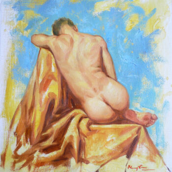 Painting titled "oil painting  man#8…" by Hongtao Huang, Original Artwork, Oil