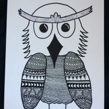 Drawing titled "Le Hibou" by Hopem Story, Original Artwork, Other