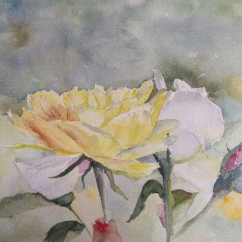 Malerei mit dem Titel "Roses" von Horacio Cobas, Original-Kunstwerk, Aquarell