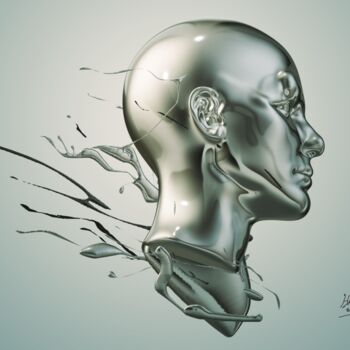 Digitale Kunst getiteld "Le Transhumanisme" door Hosni Gharbi, Origineel Kunstwerk, Digitaal Schilderwerk
