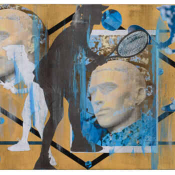 Collages titled "Tennis" by Ecw, Original Artwork, Collages Mounted on Wood Panel