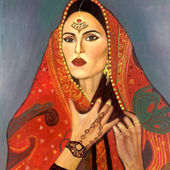 Картина под названием ""India Woman"" - Христина Будник, Подлинное произведение искусства, Акрил