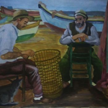 Картина под названием "Fishermans" - Hülya Taşcı Beşevli, Подлинное произведение искусства, Гуашь