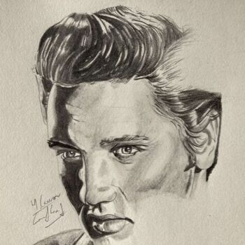 Dibujo titulada "Elvis Presley" por Hugo Caron, Obra de arte original, Lápiz