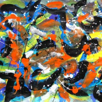 Schilderij getiteld "The Joy of colors" door Hugo Ruggiero "Hr", Origineel Kunstwerk, Olie