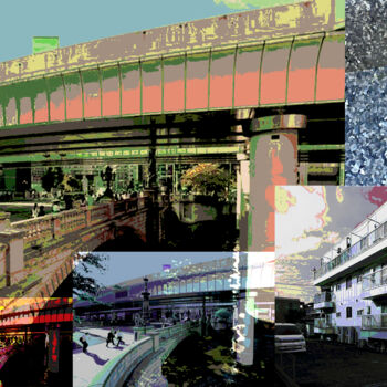 Digitale Kunst getiteld "Nihonbashi" door Humans Sato, Origineel Kunstwerk, Digitale collage