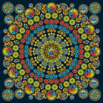 Prenten & gravures getiteld "Mandala step Five" door Humberto Cesar Pornaro, Origineel Kunstwerk, Digitale afdruk