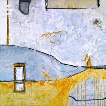 Painting titled "Yellow telephone bo…" by Hyunah Kim, Original Artwork, Acrylic Mounted on Wood Stretcher frame