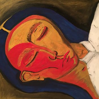Painting titled "Drinking my tears w…" by Iago Santibañez, Original Artwork, Acrylic