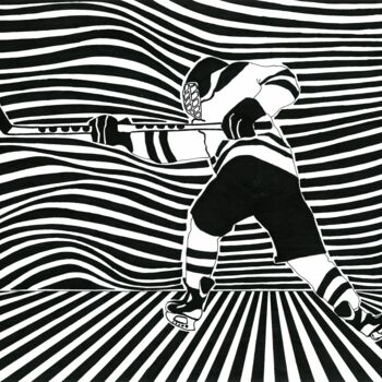 Dessin intitulée "Ice Hockey - 1" par Ibrahim Unal, Œuvre d'art originale, Marqueur