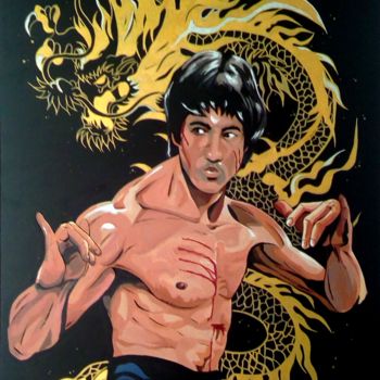 Painting titled "Bruce lee" by Guillaume Troumelen, Original Artwork, Acrylic