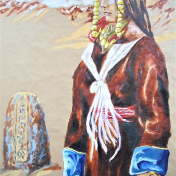 Painting titled "Tibetaine" by Idhem San, Original Artwork, Oil