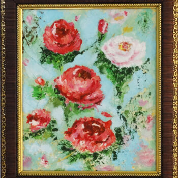 Schilderij getiteld "Red and white Roses…" door Indrani Ghosh, Origineel Kunstwerk, Acryl