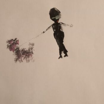 Рисунок под названием "Дама с собачкой..." - Игорь Абрамов, Подлинное произведение искусства, Акрил