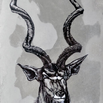 Desenho intitulada "African antelope Gr…" por Igor Kashchenko, Obras de arte originais, Tinta