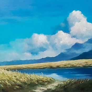 Pintura titulada "Lake in the mountai…" por Igor Makeev, Obra de arte original, Oleo