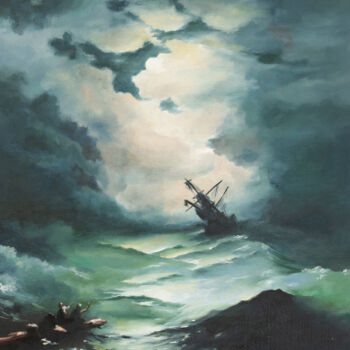 Pittura intitolato "Shipwreck" da Igor Makeev, Opera d'arte originale, Olio