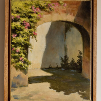 Painting titled "View of the old gate" by Igor Makeev, Original Artwork, Oil