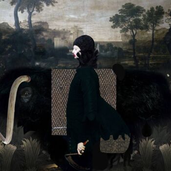 Painting titled "lady with mammoth" by Igor Skaletsky, Original Artwork, Acrylic