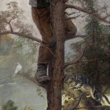 Peinture intitulée "man on a tree" par Igor Skaletsky, Œuvre d'art originale, Acrylique