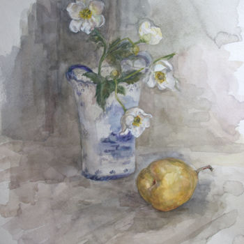 Painting titled "Still life with a p…" by Inna Komarova, Original Artwork, Watercolor